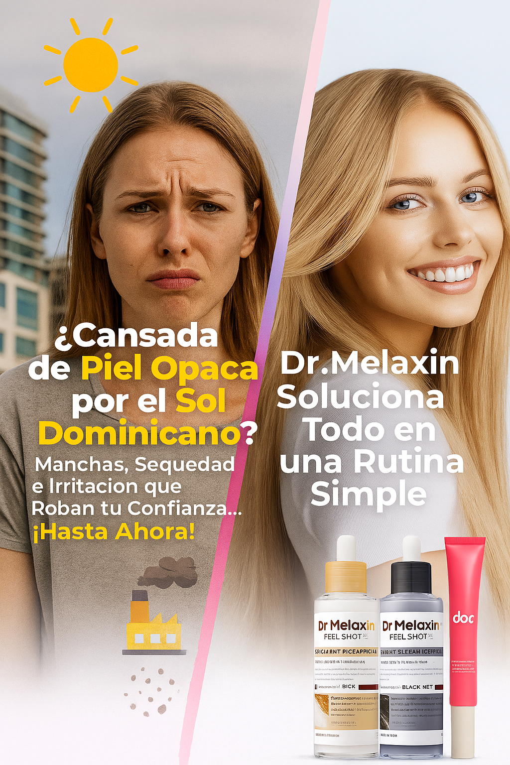 Set Dr. Melaxin con Arroz & Cactus Natural: Exfolia, Ilumina y Calma para un Glow Suave y Luminoso.