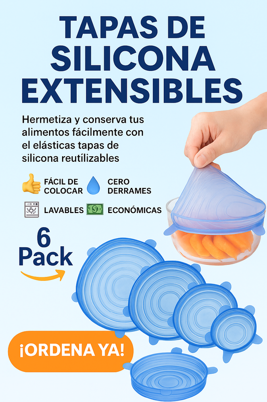 ¿Cansado de perder tapas o que no cierren bien? ¡Esta es la solución! TAPAS DE SILICON REDONDAS SET DE 6 UND